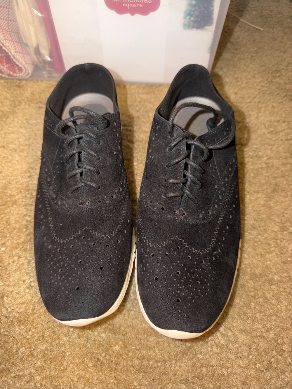 Cole Haan Women’s Black Suede Wingtip Casual Shoes